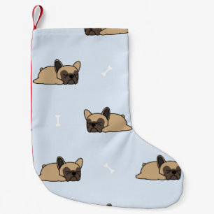 Petite Chaussette De Noël Chien de taureau français, mignon motif endormi.