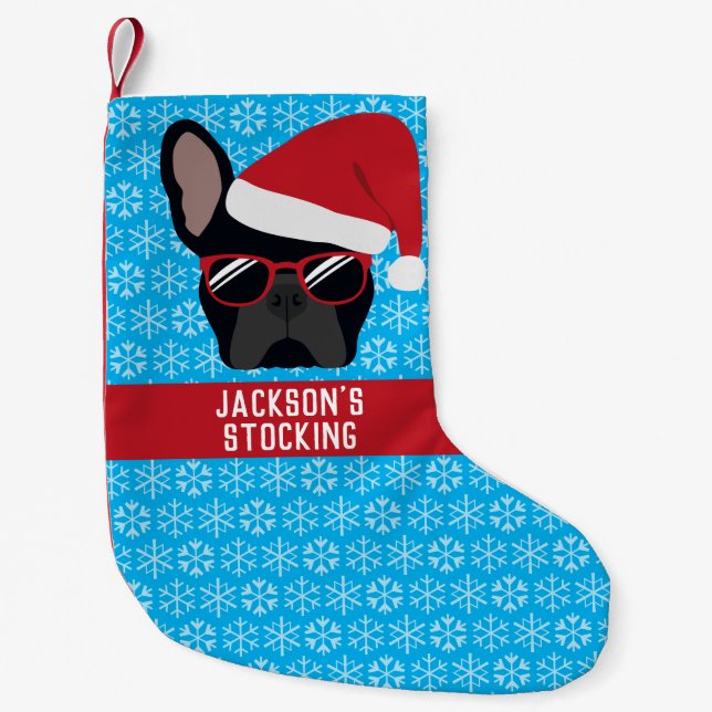 Petite Chaussette De Noël Chien de taureau noir de Noël (Devant)