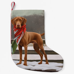 Petite Chaussette De Noël Chien de Vizsla à Noël de neige