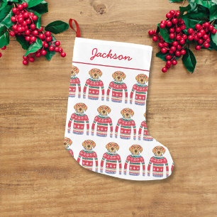 Petite Chaussette De Noël Chien drôle d'amoureux des chiens utilisant le