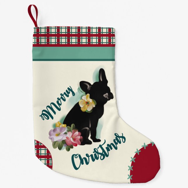 Petite Chaussette De Noël Chien français de Noël, Chien de taureau rouge tur (Devant)