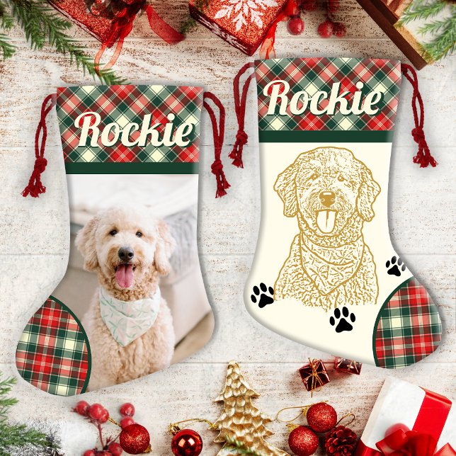 Petite Chaussette De Noël Chien Goldendoodle Stockage de Noël personnalisé (Créateur téléchargé)