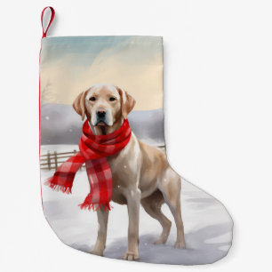Petite Chaussette De Noël Chien Labrador dans la neige de Noël