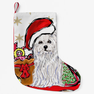 Petite Chaussette De Noël Chien maltais