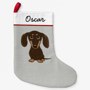 Petite Chaussette De Noël Chien mignon de bande dessinée de teckel de