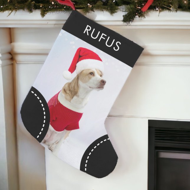 Petite Chaussette De Noël Chien Paw Thème Personnalisé Photo de Noël (Dog Paw Themed Personalized Christmas Photo Small Christmas Stockings from Ricaso. Upload dog photo)