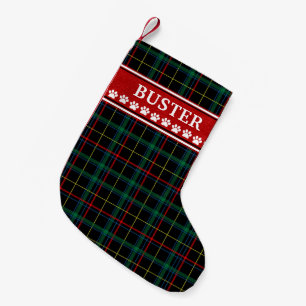 Petite Chaussette De Noël Chien Plaid Empreintes de pattes blancs Personnali