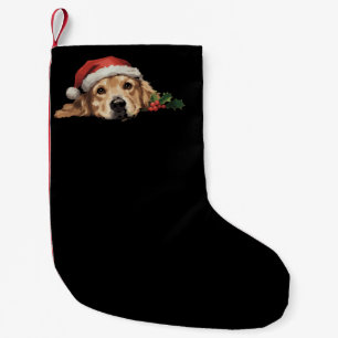 Petite Chaussette De Noël Chien Retriever doré Noël Chapeau de Père Noël Chi