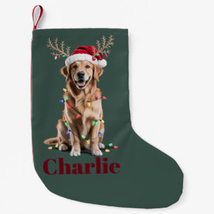 Petite Chaussette De Noël Chien Retriever Doré Noël Nom Personnalisé