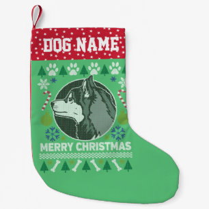 Petite Chaussette De Noël Chien sibérien Husky race laide pull de Noël