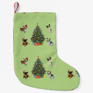 Petite Chaussette De Noël Chiens dans des casquettes de Père Noël