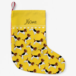 Petite Chaussette De Noël Chiens de base jaune nom personnalisé