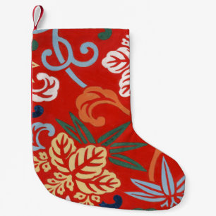 Petite Chaussette De Noël Chinoiserie Rouge Floral Hawaïen Kimono Japonais
