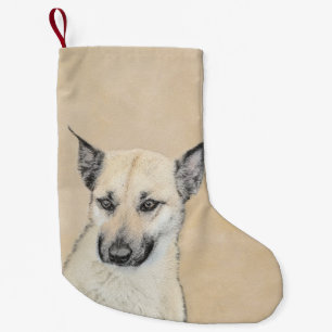 Petite Chaussette De Noël Chinook (Oreilles Pointées) Peinture - Art Chien o
