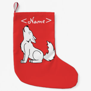 Petite Chaussette De Noël Chiot de loup blanc hurlant
