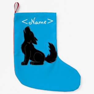 Petite Chaussette De Noël Chiot de loup noir solide hurlant
