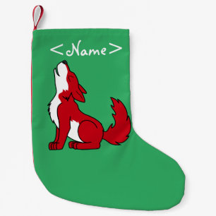 Petite Chaussette De Noël Chiot de loup rouge lumineux hurlant