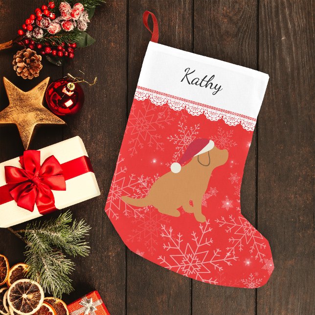 Petite Chaussette De Noël Chiot Red Fox Labrador (Personalized Fox Red Labrador Puppy Silhouette Christmas Stocking for Fox Red Labrador Owners.)