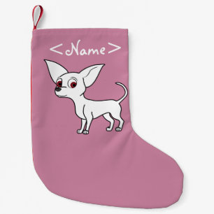 Petite Chaussette De Noël Chiwawa blanc avec les cheveux courts