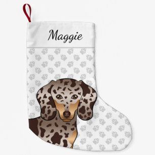 Petite Chaussette De Noël Chocolat Et Tan Dapper Cheveux Courte Tête Dachshu