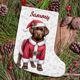 Petite Chaussette De Noël Chocolat Labrador Retriever Père Noël Puppy Chien
