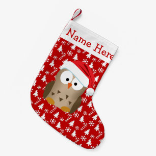 Petite Chaussette De Noël Chouette de Noël avec le chapeau de Noël