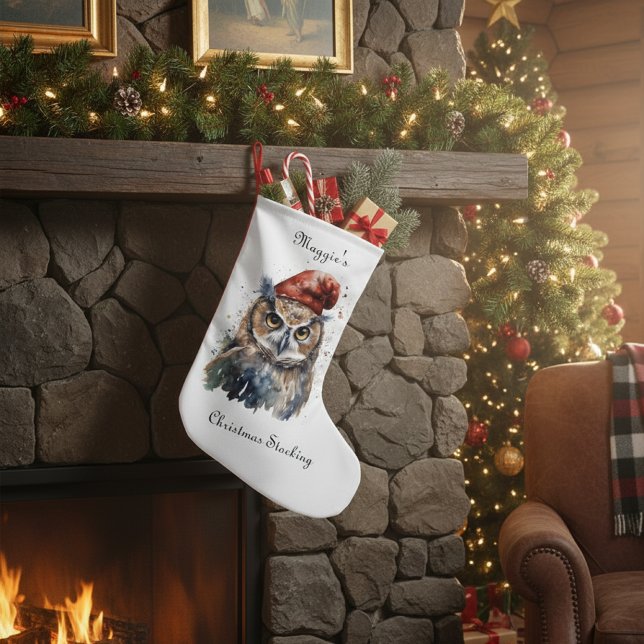 Petite Chaussette De Noël Chouette d'hiver enchantée, personnalisée (Créateur téléchargé)