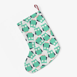Petite Chaussette De Noël Chouettes lunaires turquoises