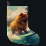 Petite Chaussette De Noël Chow Chow Beach Plage Surf Peinture<br><div class="desc">Plongez dans le monde ludique de l'aventure canine avec cette peinture captivante. Un chien en ébullition se rend aux vagues, chevauchant habilement le surf sur une plage baisée par le soleil. L'oeuvre d'art vibrante capte magnifiquement l'essence de l'excitation au bord de la plage tandis que le chien court sans crainte...</div>