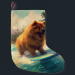 Petite Chaussette De Noël Chow Chow Beach Plage Surf Peinture<br><div class="desc">Plongez dans le monde ludique de l'aventure canine avec cette peinture captivante. Un chien en ébullition se rend aux vagues, chevauchant habilement le surf sur une plage baisée par le soleil. L'oeuvre d'art vibrante capte magnifiquement l'essence de l'excitation au bord de la plage tandis que le chien court sans crainte...</div>