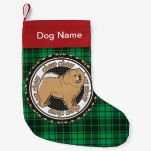 Petite Chaussette De Noël Chow Chow Chow Chien race Green Plaid