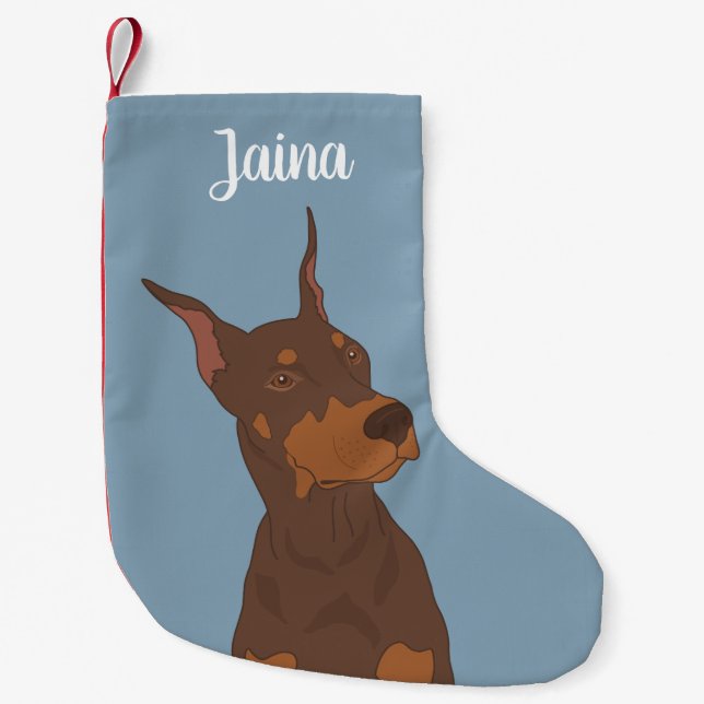 Petite Chaussette De Noël Christmas Doberman Pinscher (Devant)
