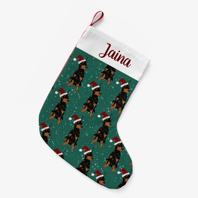 Petite Chaussette De Noël Christmas Doberman Pinscher (Devant (Accrochage))
