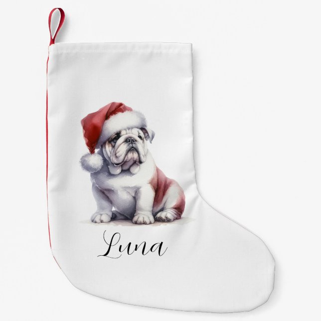 Petite Chaussette De Noël Christmas English Bull Chien Santa Hat (Devant)