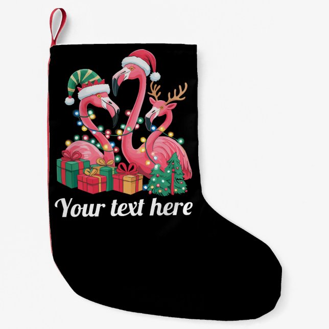 Petite Chaussette De Noël Christmas Palm Flamingo Personalized Xmas Lights  (Devant)