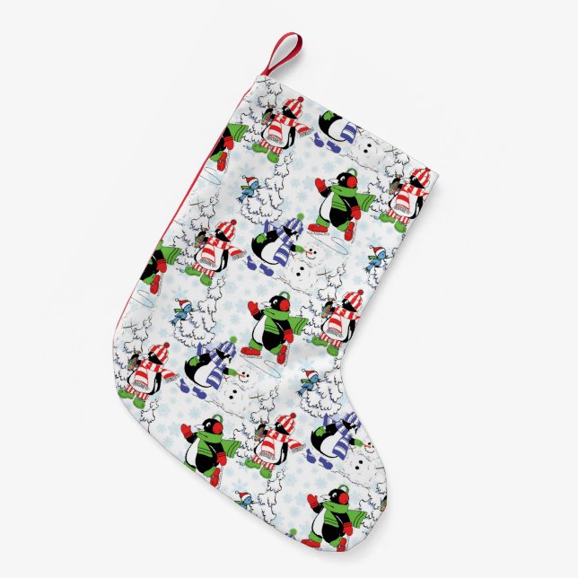 Petite Chaussette De Noël Christmas penguin ice skating (Devant (Accrochage))
