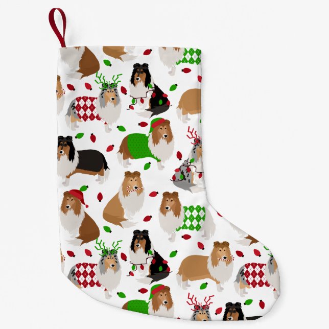 Petite Chaussette De Noël Christmas Rough Collie (Devant)