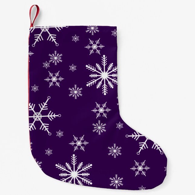 Petite Chaussette De Noël Christmas Snowflake On Purple (Devant)
