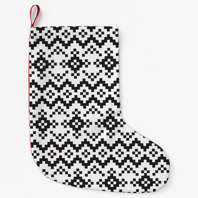 Petite Chaussette De Noël Christmas Snowflakes Fair Isle Seamless Patternart (Devant)