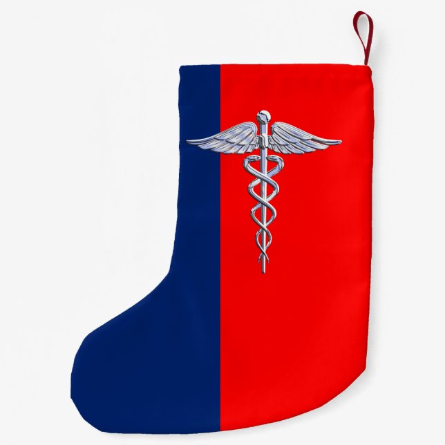 Petite Chaussette De Noël Chrome Comme Caduceus Symbole Médicale Ligue Décor (Dos)
