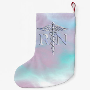 Petite Chaussette De Noël Chrome Style RN Caduceus Médicale Mère Pearl Look