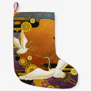 Petite Chaussette De Noël Ciel coloré de la grue japonaise patte d'illustrat