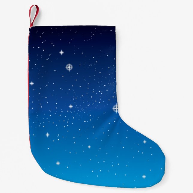Petite Chaussette De Noël Ciel nocturne étoilé bleu profond (Devant)