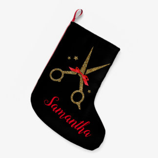 Petite Chaussette De Noël Ciseaux de parties scintillant d'or - Coiffeur -