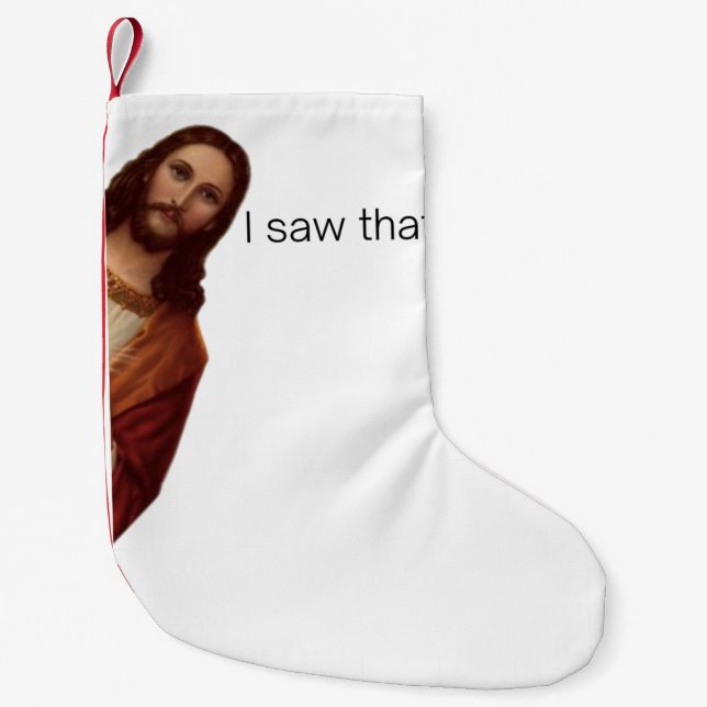 Petite Chaussette De Noël Citation drôle Jésus mème J'ai vu ce chrétien (Devant)