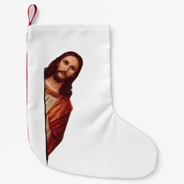 Petite Chaussette De Noël Citation Drôle Jésus Mème J'Ai Vu Ce Chrétien Peti (Devant)