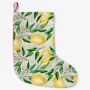 Petite Chaussette De Noël citrons aquarelle, motif de fruits sans soudure.