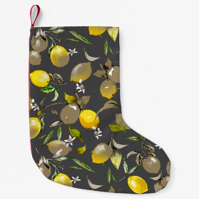 Petite Chaussette De Noël citrons d'aquarelle 34 (Devant)