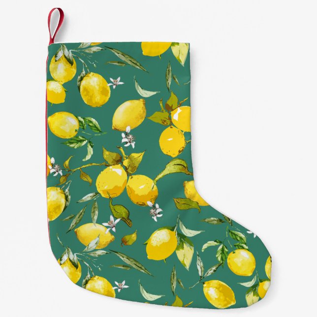 Petite Chaussette De Noël citrons d'aquarelle 6 (Devant)