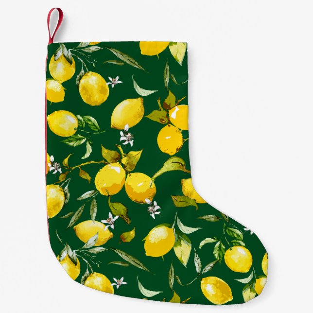 Petite Chaussette De Noël citrons d'aquarelle 9 (Devant)